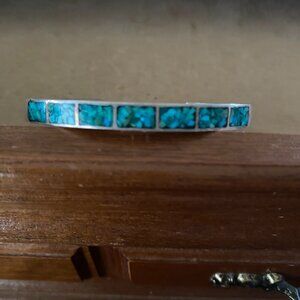 Turquoise Inlay and Silver Cuff Bracelet
